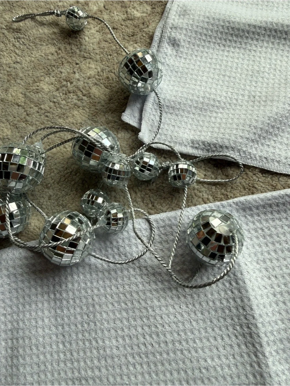 Disco Ball Waffle Knit Towels & Garland
